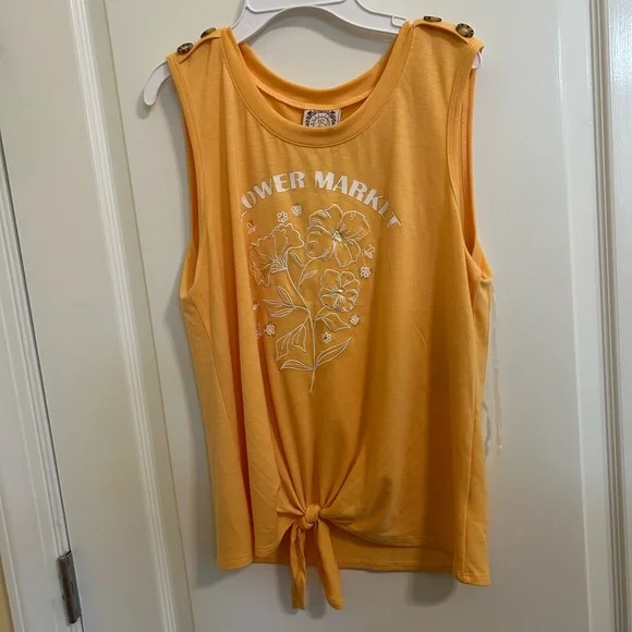 True Self Orange Sleeveless Top with Floral Print- NWT - Picture 2 of 9